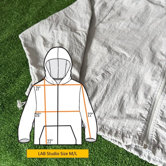 LAB Studio Vivid Lauren Oversized Cropped Windbreaker Running Jacket Hooded M/L - Picture 2 of 12